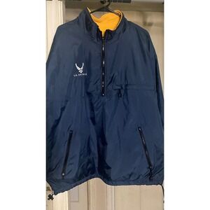 US Air Force Reversible Jacket Mens Large Navy Yellow Fleece Windbreaker USAF L